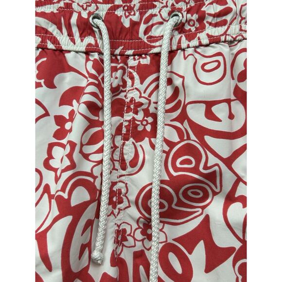 Soobaya Swim Short Mens Size XXL Trunks Red Floral Love Lined Pockets Beach - Picture 7 of 8